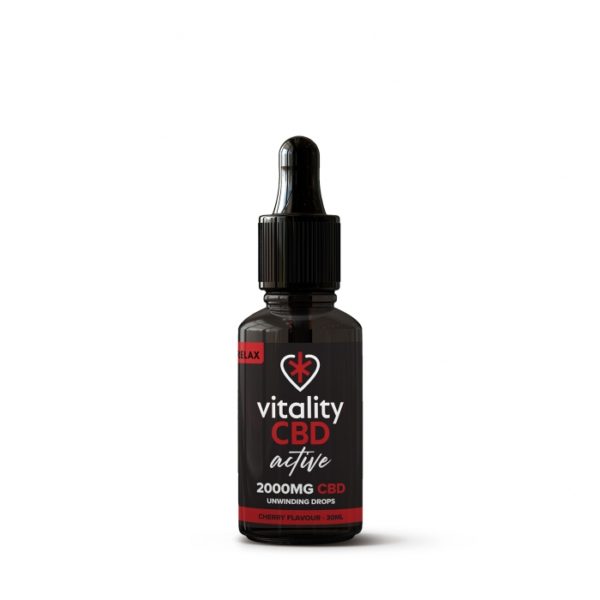 Vitality CBD Active Relax Cherry Flavoured Oil Drops 30ml 2000mg Isolate CBD Oil - XMANIA Ireland 3