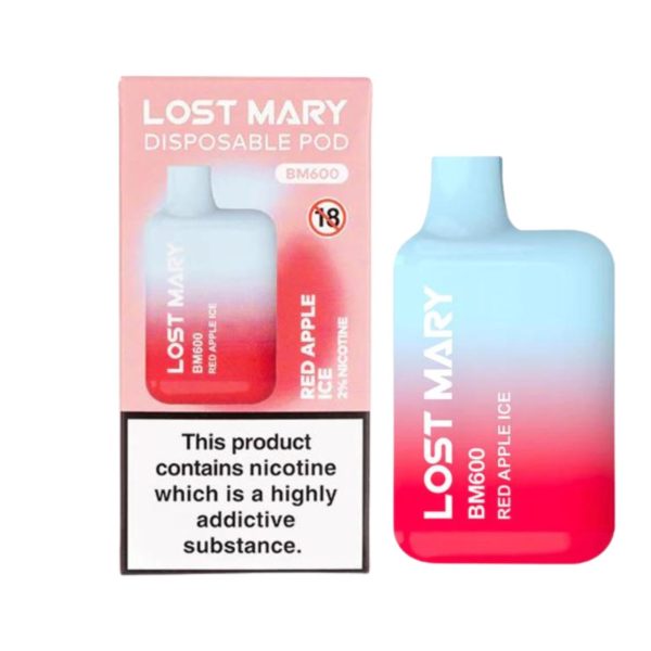 Lost Mary BM600 – Red Apple Ice (Disposable Pod Kit) 20MG DISPOSABLE VAPE BARS - XMANIA Ireland 7