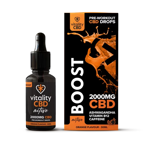 Vitality CBD Active Boost Orange Flavoured Oil Drops 30ml 2000mg Isolate CBD Oil - XMANIA Ireland