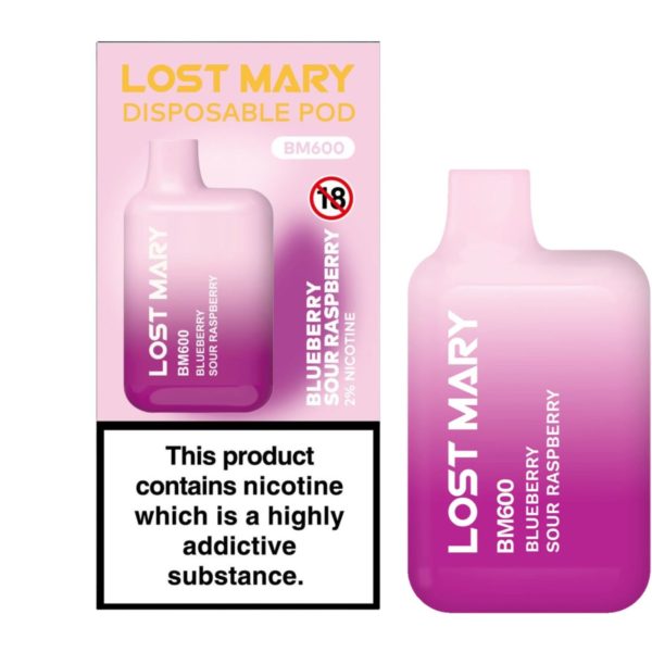 Lost Mary BM600 – Blueberry Sour Raspberry (Disposable Pod Kit) 20MG DISPOSABLE VAPE BARS - XMANIA Ireland