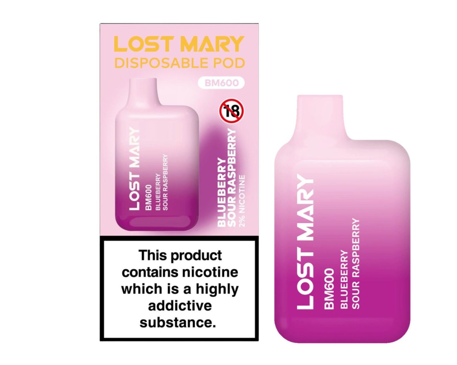 Lost Mary BM600 - Blueberry Sour Raspberry (Disposable Pod Kit) 20MG