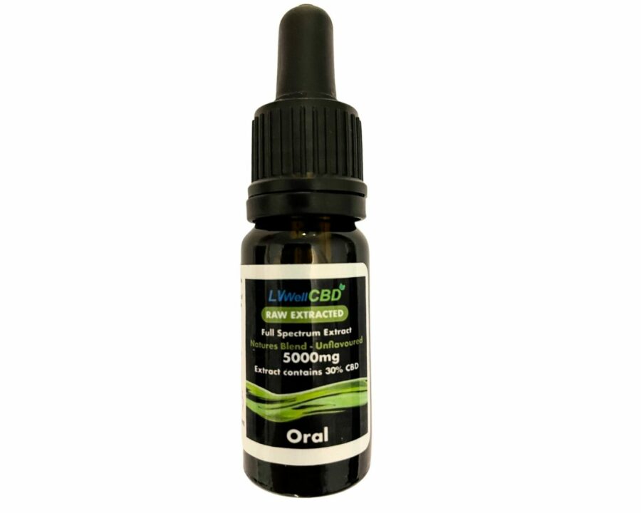 LVWell CBD 5000mg Raw Unflavoured Oral Drops – 10ml Full Spectrum CBD Oil - XMANIA Ireland
