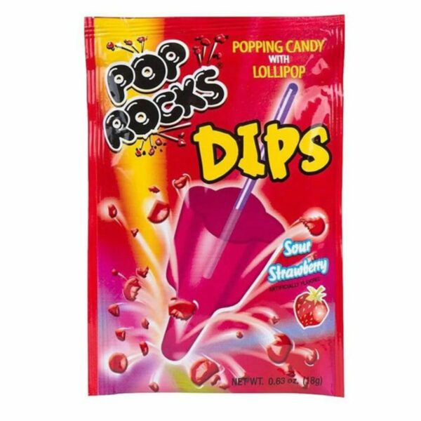 Pop Rocks Dips Sour Strawberry 18G AMERICAN SNACKS - XMANIA Ireland
