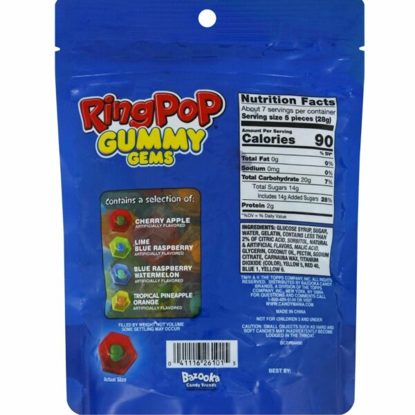 Topps Ring Pop Gummy Gems 105G AMERICAN SNACKS - XMANIA Ireland 3