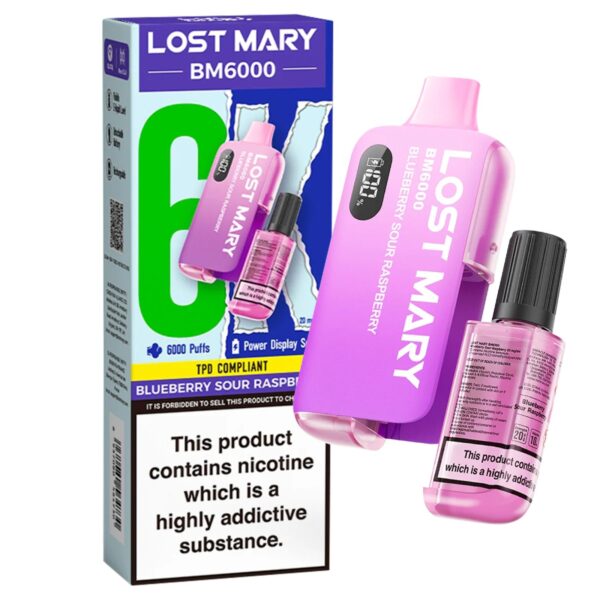 Lost Mary BM6000 – Blueberry Sour Raspberry (Disposable Pod Kit) 20MG DISPOSABLE VAPE BARS - XMANIA Ireland 11