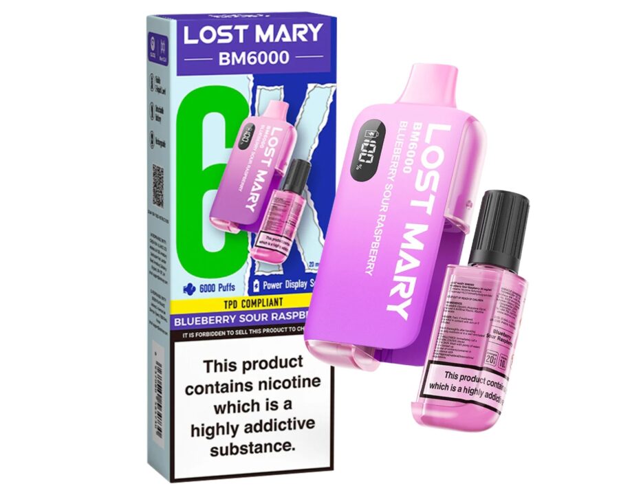 Lost Mary BM6000 – Blueberry Sour Raspberry (Disposable Pod Kit) 20MG DISPOSABLE VAPE BARS - XMANIA Ireland 2