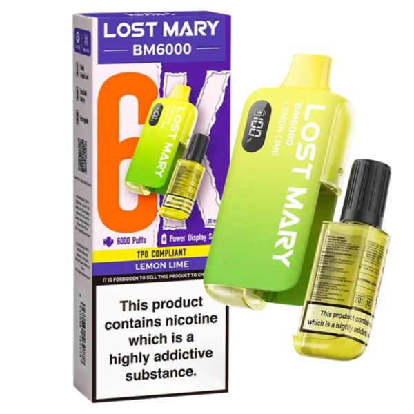 Lost Mary BM6000 – Lemon Lime (Disposable Pod Kit) 20MG DISPOSABLE VAPE BARS - XMANIA Ireland