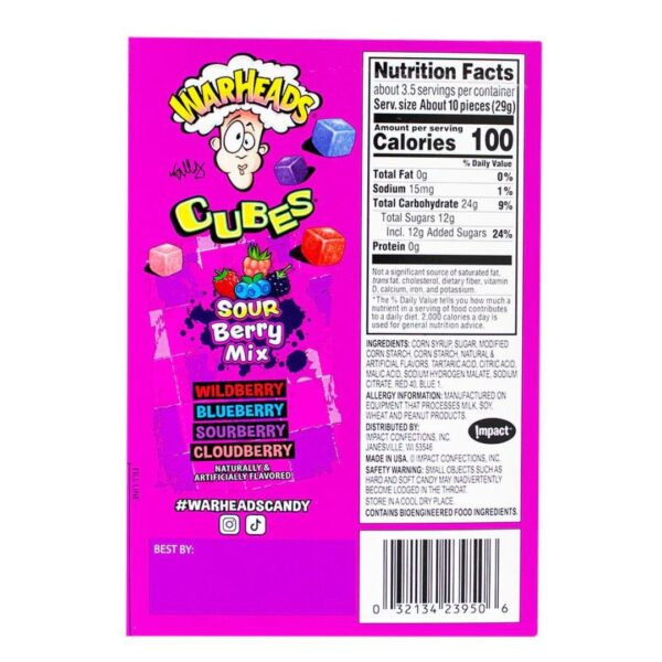 Warheads Theatre Berry Cubes 99G Warheads - XMANIA Ireland 3