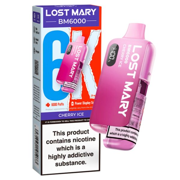 Lost Mary BM6000 – Cherry Ice (Disposable Pod Kit) 20MG DISPOSABLE VAPE BARS - XMANIA Ireland