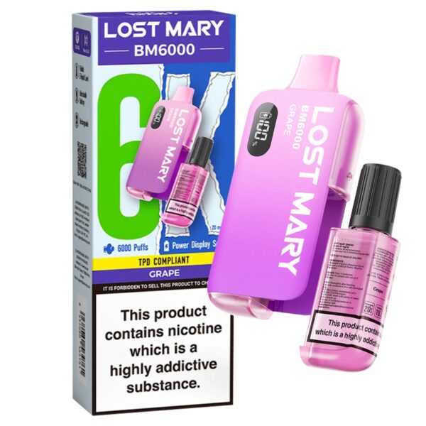 Lost Mary BM6000 – Grape (Disposable Pod Kit) 20MG DISPOSABLE VAPE BARS - XMANIA Ireland