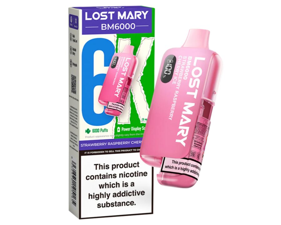 Lost Mary BM6000 – Strawberry Raspberry Cherry (Disposable Pod Kit) 20MG DISPOSABLE VAPE BARS - XMANIA Ireland 2