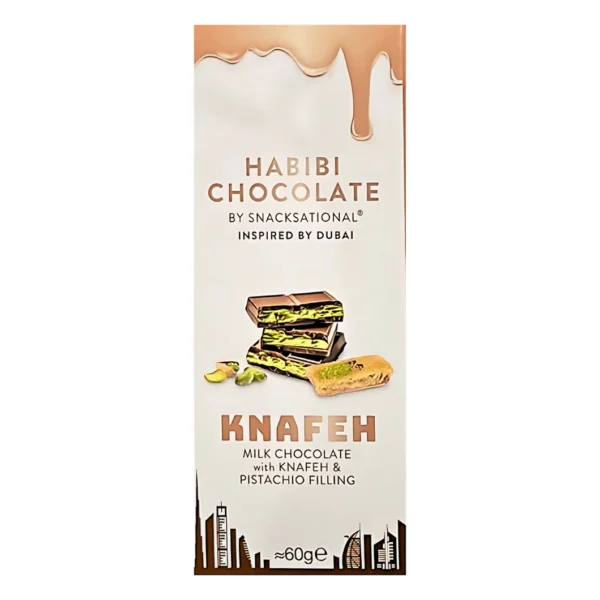 Habibi Dubai Chocolate Milk Chocolate Bar 60g AMERICAN SNACKS - XMANIA Ireland