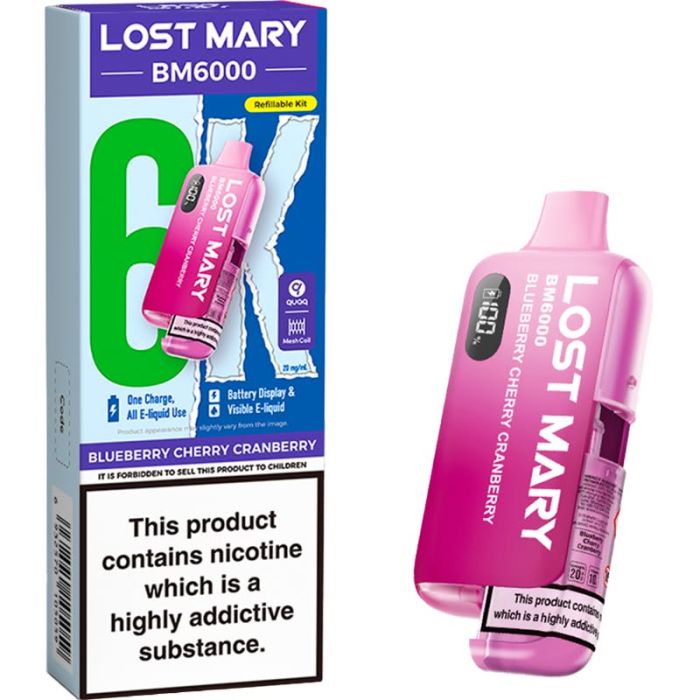 Lost Mary BM6000 - Blueberry Cherry Cranberry Pre-Filled Vape Kit - Image 1 Lost Mary BM6000 - Blueberry Cherry Cranberry Pre-Filled Vape Kit - Image 1