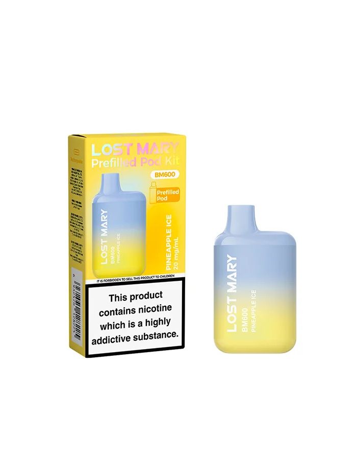 Lost Mary BM600 - Pineapple Ice Pre-filled Pod Kit 20MG - Image 1 Lost Mary BM600 - Pineapple Ice Pre-filled Pod Kit 20MG - Image 1