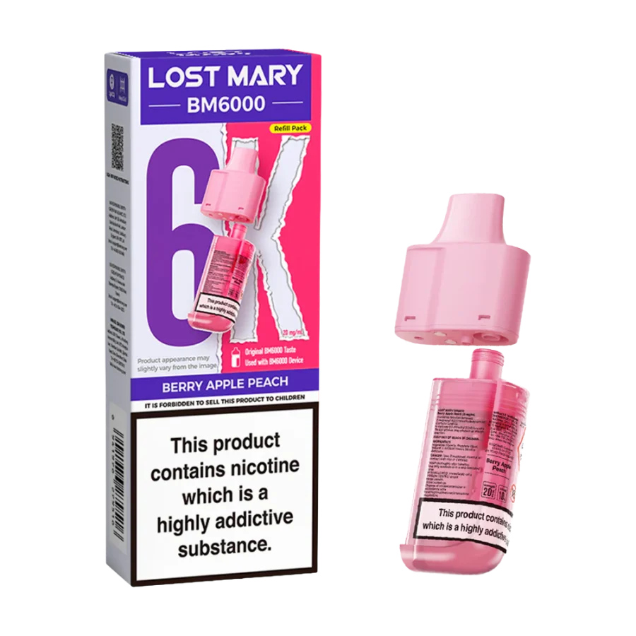 Lost Mary BM6000 Pre-filled Pod - Berry Apple Peach - Image 1 Lost Mary BM6000 Pre-filled Pod - Berry Apple Peach - Image 1