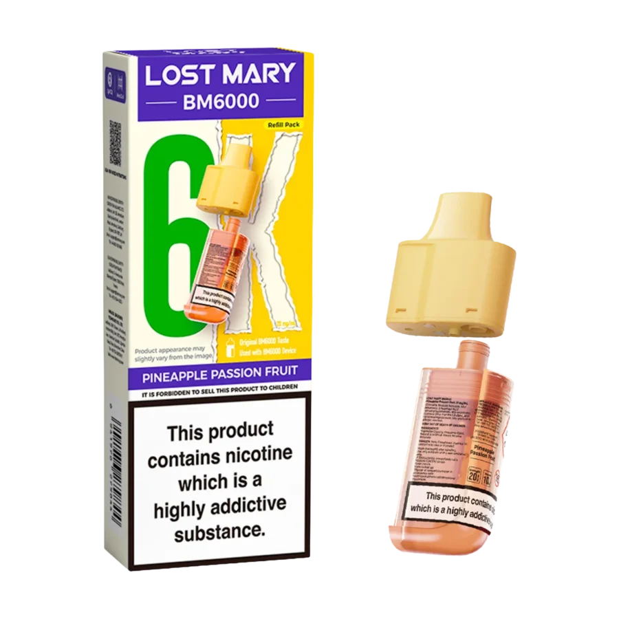 Lost Mary BM6000 Prefilled Pod - Pineapple Passion Fruit - Image 1 Lost Mary BM6000 Prefilled Pod - Pineapple Passion Fruit - Image 1
